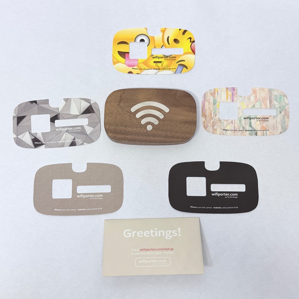 Ten One Design Wifi Porter Walnut Stainless Steel One-Tap Guest Wifi Access